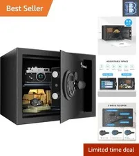 Alloy Steel Safe Box: 0.6 Cu.ft. Storage with Flexible Removable Shelf & Keypad
