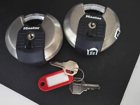Two Master Lock Magnum Heavy Duty Stainless Steel Padlock w/ 2 Keys M50XD