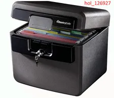  Fireproof Waterproof Safe for Home Documents, Key Lock File Box, Black, HD4100 
