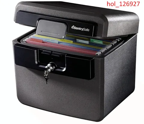  Fireproof Waterproof Safe for Home Documents, Key Lock File Box, Black, HD4100 