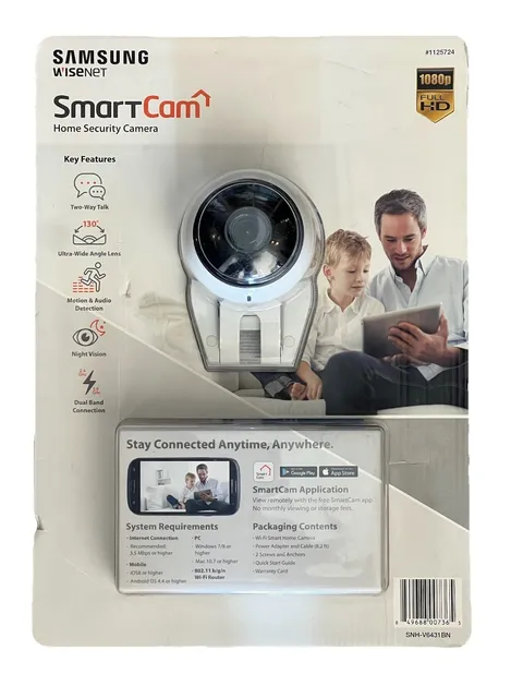 Samsung SNH-V6431BN Home SmartCam Full HD Wifi 1080p IP Cam w/microSD Slot - NEW