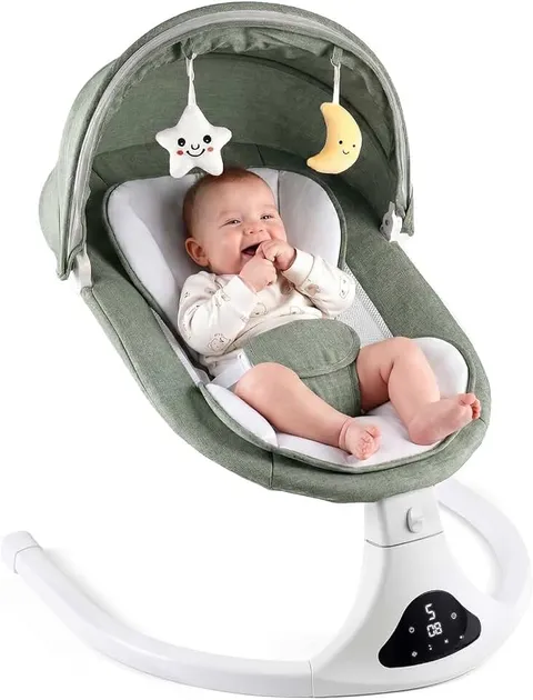 Electric Baby Swing with Remote Control - 5 Natural Motion Speeds, Detachable...
