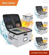 Durable Fiberglass Document Safe: Fireproof & Collapsible Storage Box, 37L