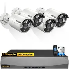 5MP PoE Wired Security Camera System Outdoor 4Pcs Indoor Cameras 1TB HDD