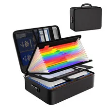 Fireproof File Organizer Bag with 13 Colorful Pockets Accordion File Folder