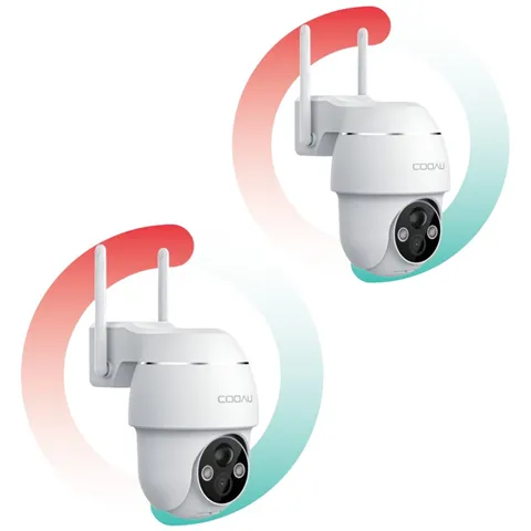 2PCS COOAU Outdoor 360° Security Camera Wireless Home WiFi Battery PTZ CCTV Cam