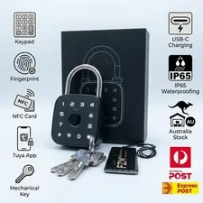 ZEMI Smart Lock IP65 Tuya APP Fingerprint & Password Padlock with IC Cards, Keys
