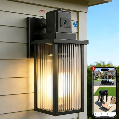 Outdoor Porch Light Security Camera 2K HD Live View Wi-Fi Human Detection P.....