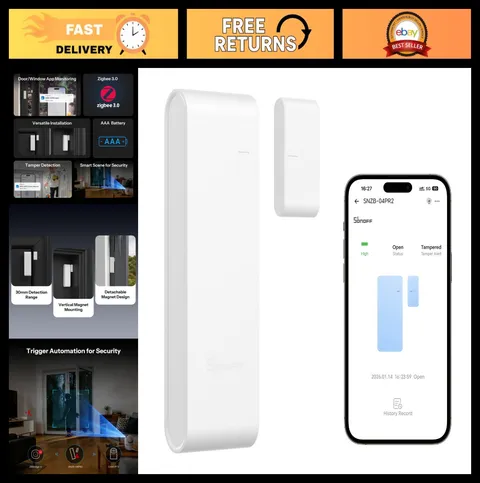 Zigbee Door Window Contact Sensor - Tamper Proof Open/Close Monitor, Home Securi