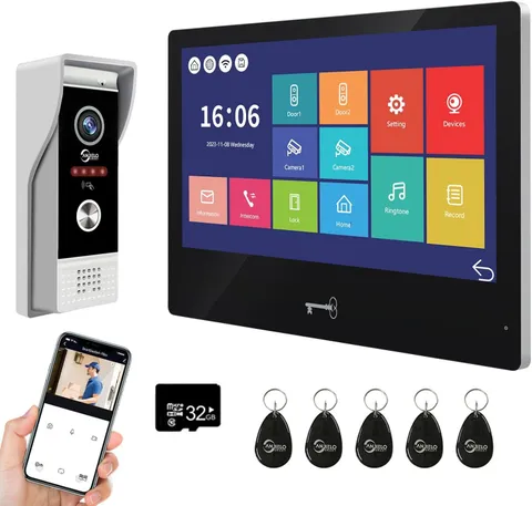 Wired Video Door Phone Apartment Intercom System,Wifi 10 Inch Touch Monitor with