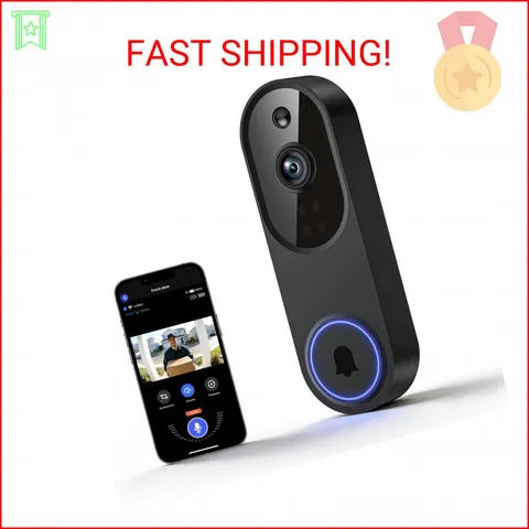 Lunelyx 1080P Wireless Video Doorbell Camera, Outdoor Surveillance Cameras, FHD