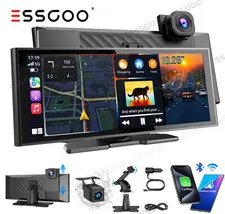 4K 10.26-Inch Dash Cam Wireless Carplay Front and Rear Dual Lens Car DVR WiFi US