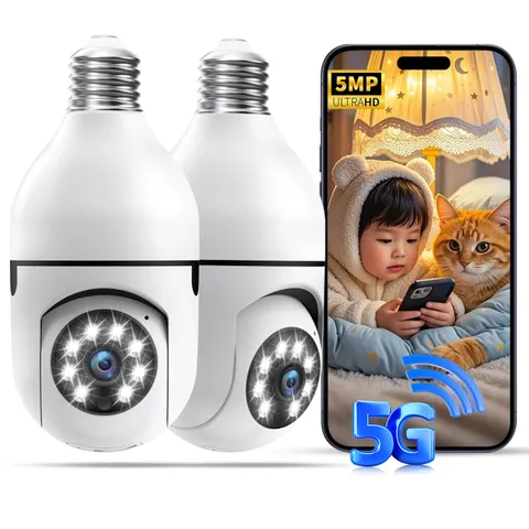 Light Bulb Cameras,5MP & 360° PTZ Light Bulb Outdoor, 5G&2.4G Light Bulbs ,AI...