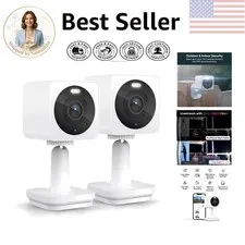 Indoor/Outdoor 1080p Security Cameras - Color Night Vision & 2-Way Audio, 2-Pack