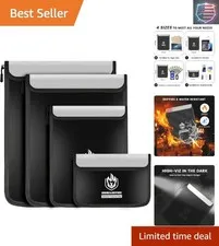 4 Pack Fireproof Document Bags, Waterproof Document Pouch Holder with Zipper,...