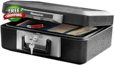 Fireproof   Box with Key Lock  Chest Safe with Carrying Handle to Secure