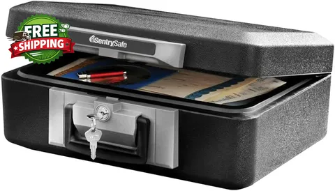 Fireproof   Box with Key Lock  Chest Safe with Carrying Handle to Secure
