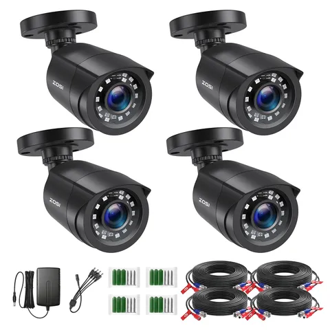 4 Pack 1080P HD TVI Wired Security Cameras, Outdoor Indoor Bullet Cam