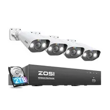 ZOSI 3MP 8CH NVR PoE 3K Human Detect Security Camera System 24/7 Recording 2TB
