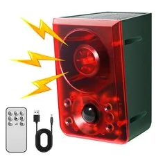 OUDAER Solar Outdoor Motion Sensor Alarm - Dog Barking & Gunshot Sound, Suppo...