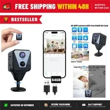 Funstorm 2K WiFi Security Camera 64GB SD Card Battery Indoor Night Vision