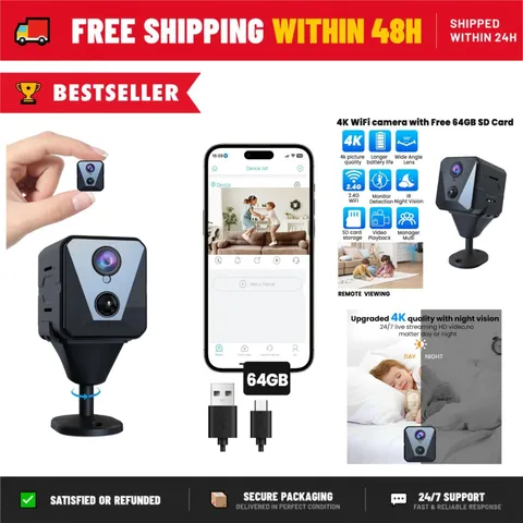 Funstorm 2K WiFi Security Camera 64GB SD Card Battery Indoor Night Vision
