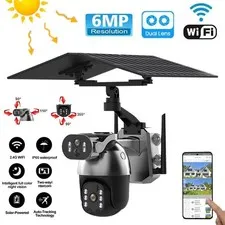 Wireless Outdoor CCTV PTZ Home Security System Dual Lens 6MP WiFi Solar Camera