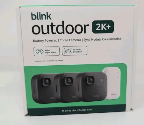 NEW 3 PACK Blink Outdoor 2K+ Wireless Security BLACK CAMERAS W/ SYNC CORE MODULE
