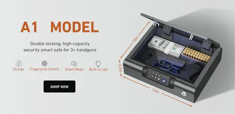 GUN SAFE 4 Ways Quick Access with Fingerprint/ Keypad/Key/APP Lock