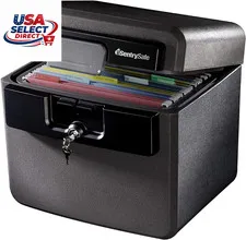 Fireproof Waterproof Safe File Box with Key Lock 14.3x15.5x13.5 Inches