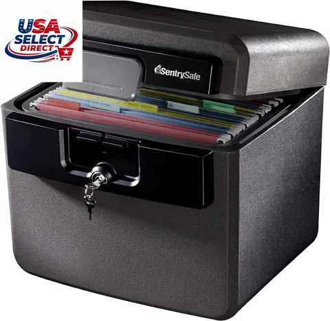 Fireproof Waterproof Safe File Box with Key Lock 14.3x15.5x13.5 Inches