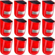 Qualirey 6 Pack Solar Sound and Light Alarm Motion Sensor 129db Outdoor red 