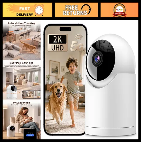2K Indoor Security Camera for Home, Baby, Pet Monitor, Night Vision, Motion Aler