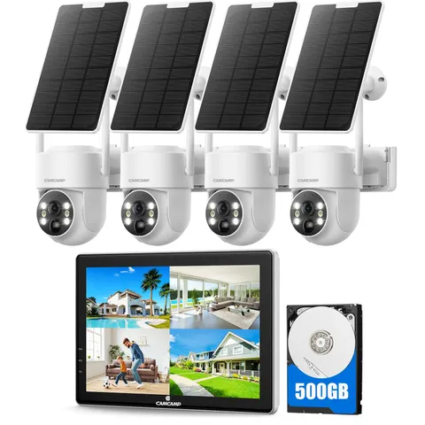 Solar Security Cameras Wireless Outdoor with 10" Monitor, 4 Cam Kit