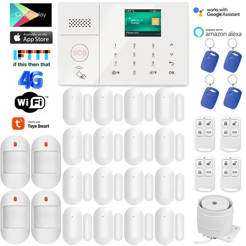 D39 Tuya APP WiFi+US/EU 4G Sim Card Wireless Home Security Alarm Burglar System
