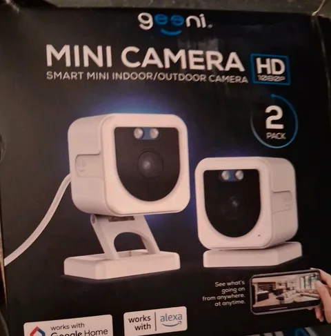 Geeni 1080P Mini Security Camera 2-Pack – WiFi Indoor/Outdoor, Night Vision