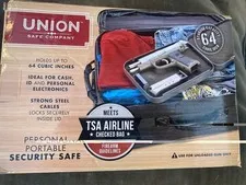 Union Safe Company Portable Security Safe Black Metal Strong Steel Cables