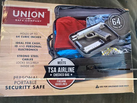 Union Safe Company Portable Security Safe Black Metal Strong Steel Cables
