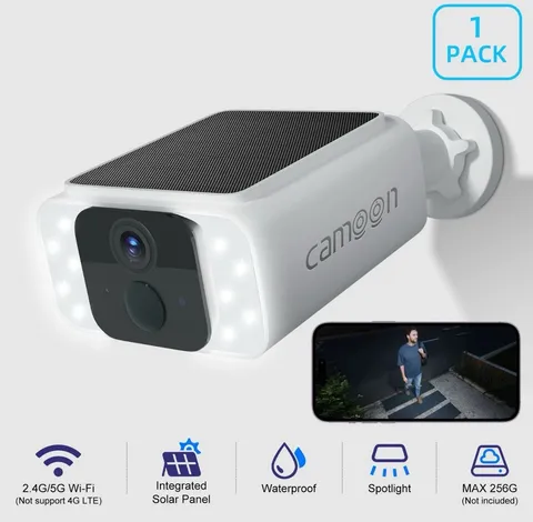 4MP Solar Security Camera WiFi 6 Dual Band 2.4/5GHz w/ 32GB TF Card IP66