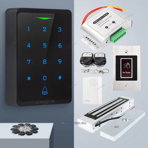 HOMSECUR Door Entry System Kit DC12V Keypad Doorbell Power Supply IR Exit Button
