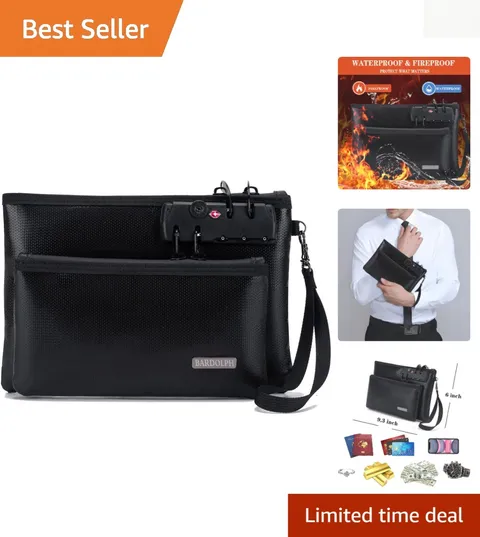 Compact Fireproof Cash Bag - Durable Storage for Documents and Valuables, Small