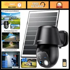 4G LTE Solar Security Camera - Wireless Outdoor, No WiFi, 2K Night Vision, 360°