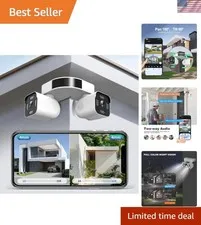 Dual Lens 2.5K Security Camera with PTZ, Night Vision & Smartphone Control
