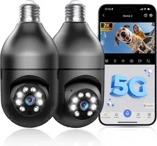 Light Bulb Security Camera 5G/2.4Ghz Wifi 2K Lightbulb Security Cameras Wireless