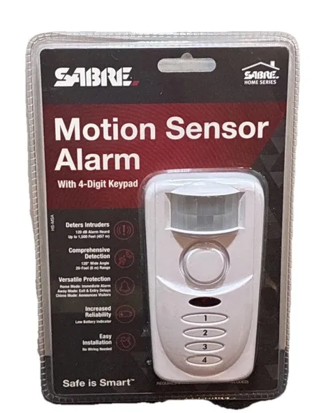 Sabre Motion Alarm with Keypad  120dB, White, Model# HS-MSA NEW Protection Lock