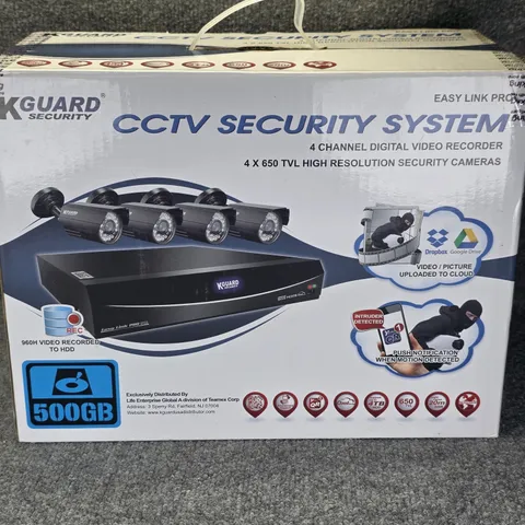 KGUARD CCTV 500GB SECURITY CAMERA SYSTEM 4 Cameras HDD