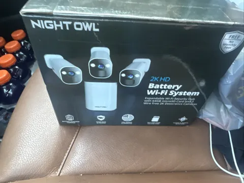 Night Owl 2K HD Battery Wi-Fi System Security Hub and 3 Cameras (White) NEW