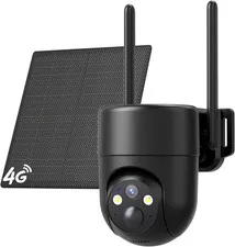 4G LTE Cellular Security Cameras Outdoor, 2K 360° View No Wifi Needed Solar Powe