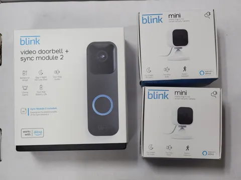 Blink Smart Wifi Video Doorbell with Sync Module 2 and 2x Blink Mini Cameras
