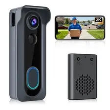 Wireless Video Doorbell Camera 2K HD WiFi Alexa Night Vision Chime